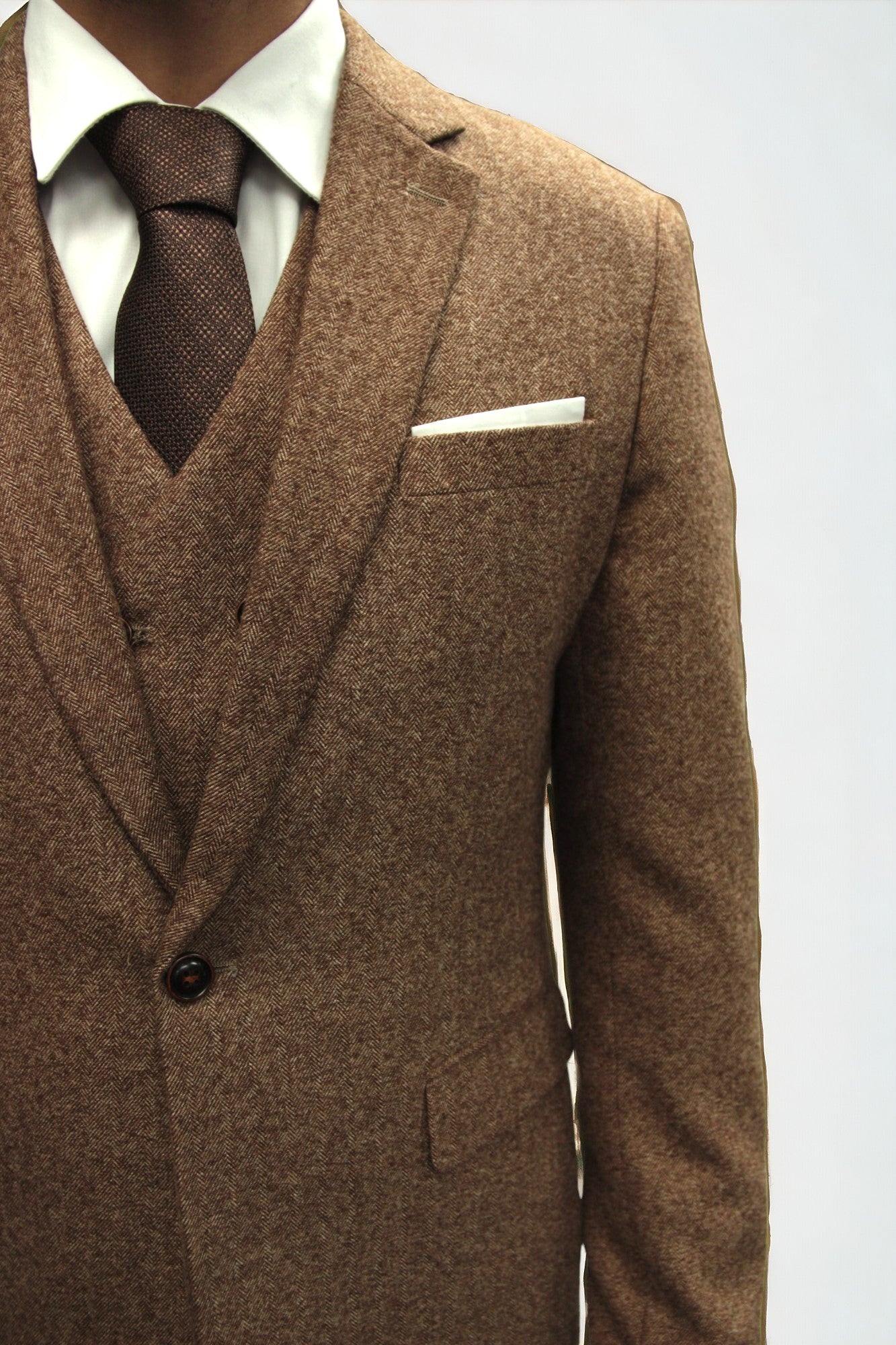 Kingsman Brown Herringbone Tweed