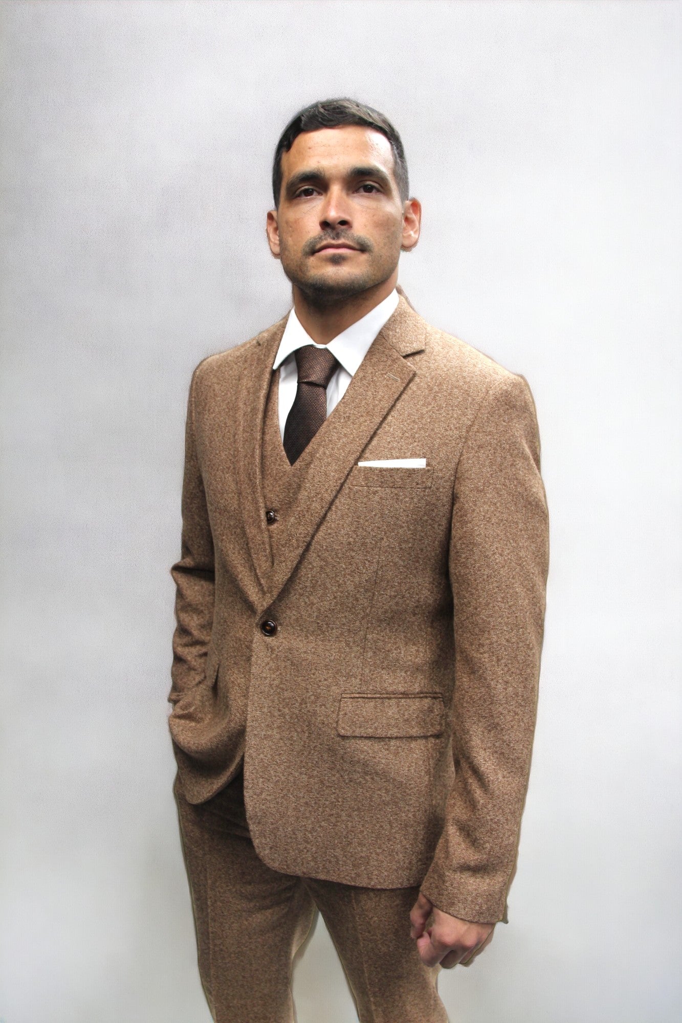Brown Herringbone Tweed Jacket