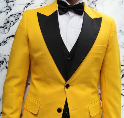 Kingsman Yellow Tuxedo With Black Lapels