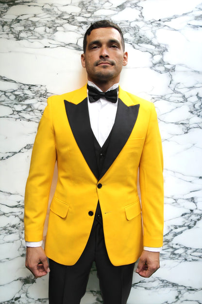 Kingsman Yellow Tuxedo With Black Lapels