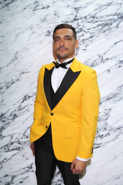Kingsman Yellow Tuxedo With Black Lapels